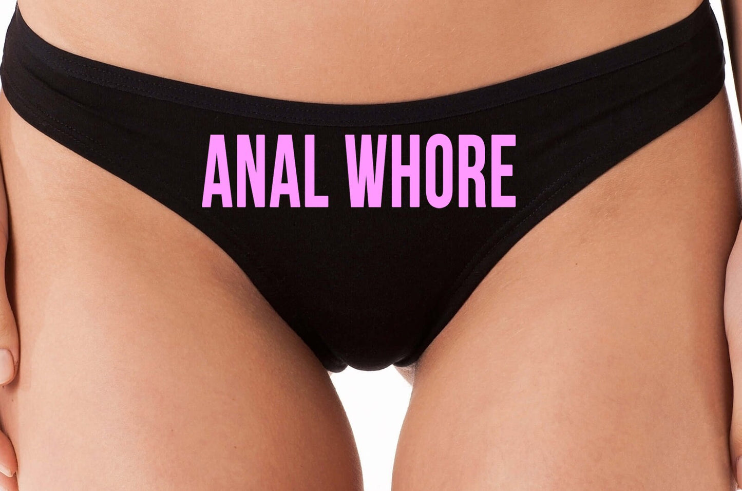 DADDY'S Little ANAL WHORE flirty ddlg cgl black cotton thong panties underwear kitten slutty side hotwife bdsm choice of colors shared slut