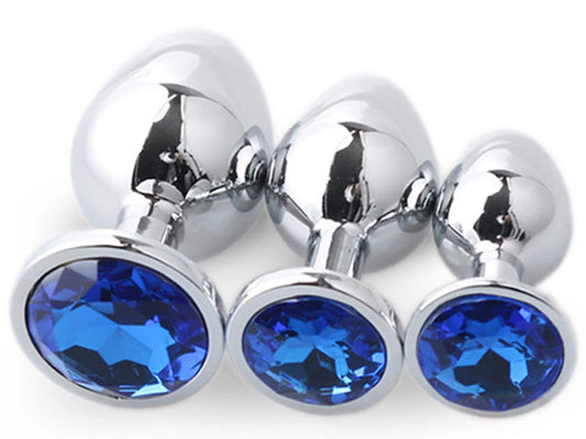 Sapphire Blue • Round Crystal • Butt Plug