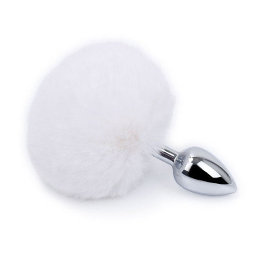 White Bunny Tail Butt Plug