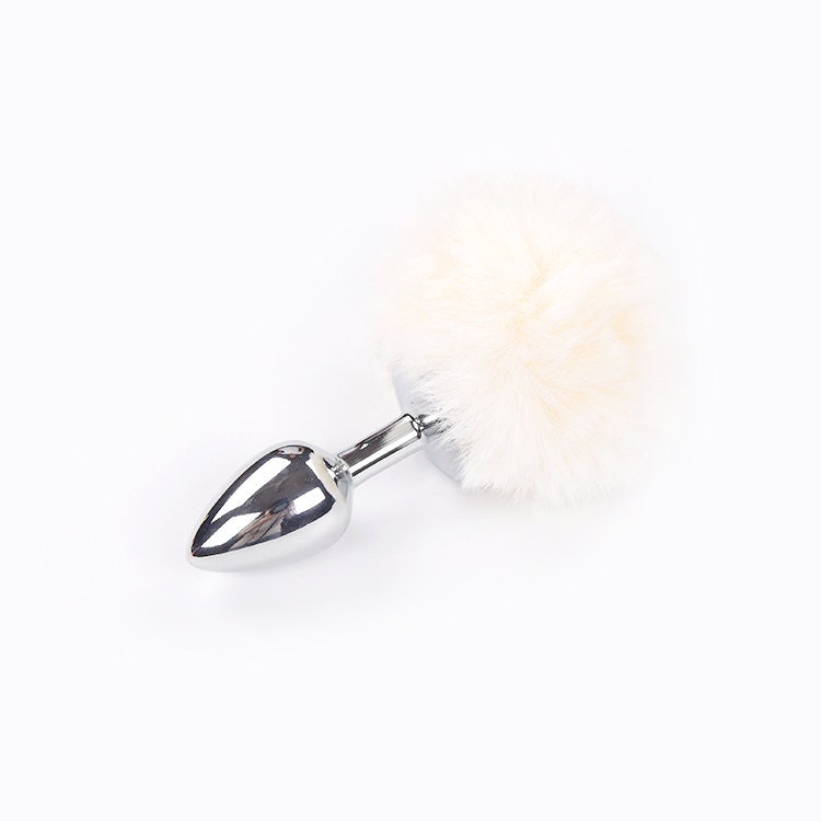 White Bunny Tail Butt Plug