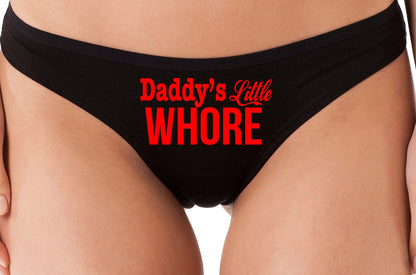 DADDY'S LITTLE WHORE flirty ddlg cgl black cotton thong panties underwear kitten slutty side hotwife bdsm choice of colors shared slut