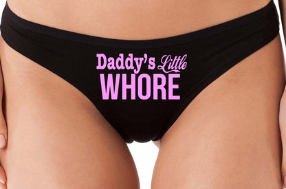 DADDY'S LITTLE WHORE flirty ddlg cgl black cotton thong panties underwear kitten slutty side hotwife bdsm choice of colors shared slut