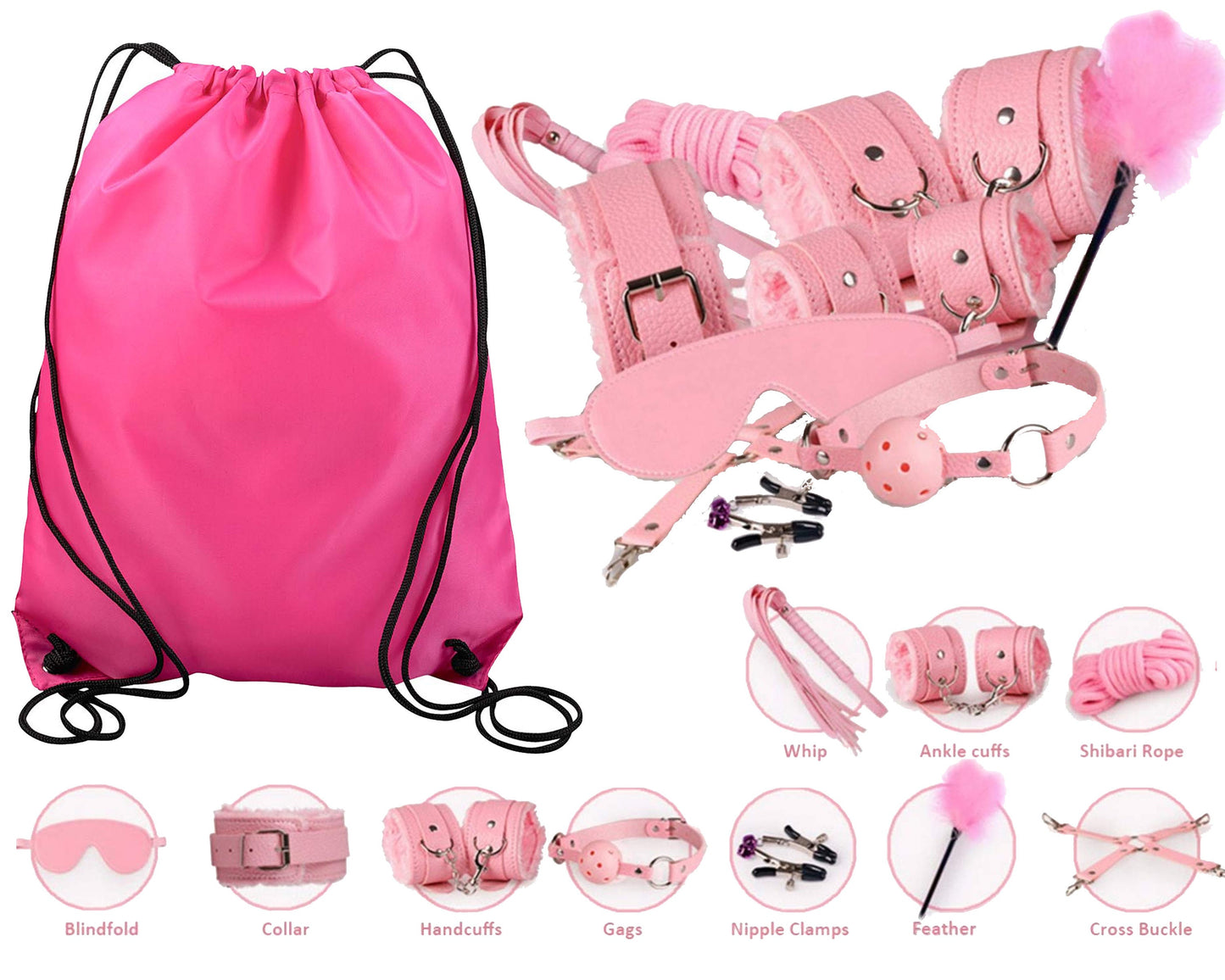 10-Piece Beginners Bondage Kit • Pink