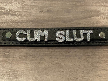 Cumslut • Rhinestone Collar • Choose Your Color