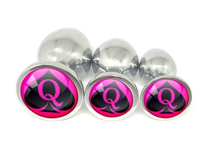 QUEEN Of SPADES Logo Pink Anal Plug for BBC Lovers Buttt Plug in 3 sizes - Bull Rider Owned Shared HotWife Hot Wife Cuckold Hubby Vixen Stag