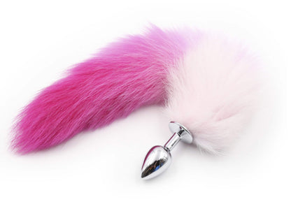 Pink Fox Tail Butt Plug • 16 Inch Tail