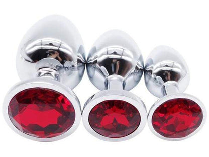 Red • Round Crystal • Butt Plug